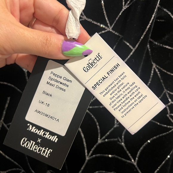 Collectif x Modcloth | Spinning in Style Spiderwebs Maxi Dress size 16 NWT - Picture 5 of 6